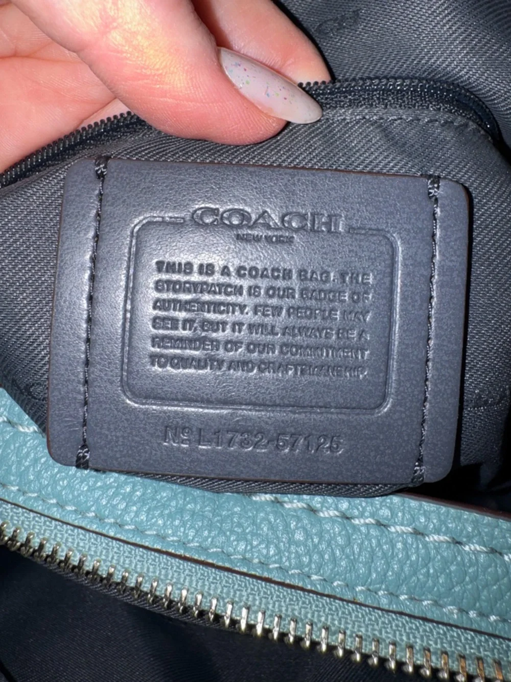 Coach Edie 31 Pebbled Leather Hobo Bag in Aqua - Picture 5 of 6